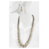 Jewelry Sterling Silver Beaded Necklace & Earrings