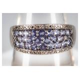 Jewelry Sterling Silver Tanzanite & Diamond Ring