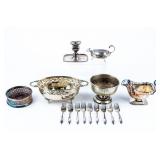 Lot of 15 Mixed Silver-Plated Kitchen Dining Ware