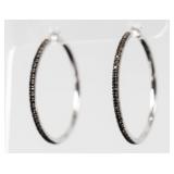 Jewelry Sterling Silver Black Diamond Earrings