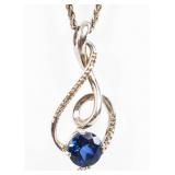 Jewelry Sterling Silver Sapphire/Diamond Necklace