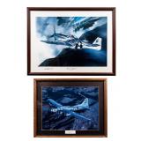 Lot of 2 WW2 Aircraft Framed Art
