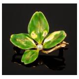 Jewelry 14kt Yellow Gold Enameled Clover Pin