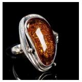 Jewelry Sterling Silver Amber Ring