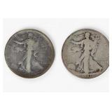 Coin (2) 1921-S Walking Liberty Half Dollars in AG