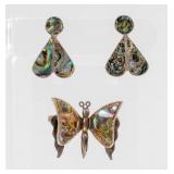 Jewelry Sterling Silver Pin & Earrings