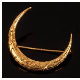 Jewelry 10kt Yellow Gold Moon Brooch