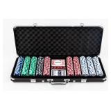 Large Poker Chips and Cards Set in Brief Case