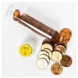 Coin 1942-D Lincoln Cent Roll Brilliant Unc. 50 Pc