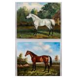 Set of 2 Horse Oil Paintings