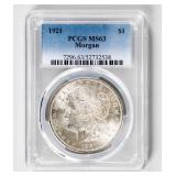 Coin 1921 Morgan Silver Dollar PCGS MS63