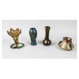 Lot of 4 Vintage Green-Toned Vases