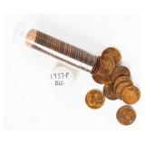 Coin 1937 Lincoln Cent Roll Brilliant Unc. 50 Pcs