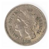 Coin 1865 Three Cent Nickel in Extra Fine