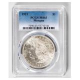 Coin 1921 Morgan Silver Dollar PCGS MS63