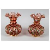 Lot of 2 Rare Fenton Cranberry Vases