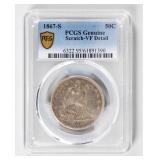 Coin 1867-S Seated Half Dollar PCGS Genuine VF*