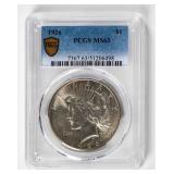 Coin 1926 Peace Silver Dollar PCGS MS63