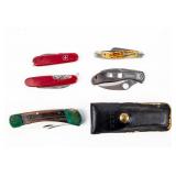 5 Knives, Spyderco, Case, Victorinox, Buck