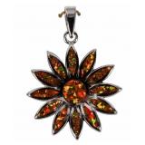 Jewelry Sterling Silver Opal Flower Pendant
