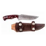 Knife Damascus Knife and Ornate Sheath