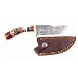 Knife Damascus Knife and Ornate Sheath