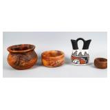 Lot of 4 Signed Native American Pottery