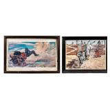 Art Lot Of 2 Cowboy / Rodeo Inspired Prints