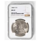 Coin 1884-O Morgan Silver Dollar NGC MS63