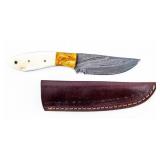 Knife Damascus Knife and Ornate Sheath
