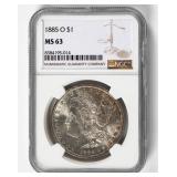 Coin 1885-O Morgan Silver Dollar NGC MS63