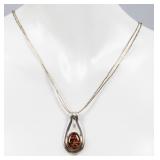 Jewelry Sterling Silver Amber Necklace