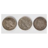 Coin (3) Peace Silver Dollars 1922-D, 23-S & 23-S