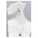 Jewelry Sterling Silver Amber Earrings & Necklace