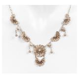 Jewelry Sterling Silver Floral Quilling Necklace