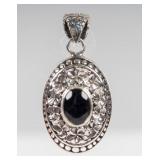 Jewelry Sterling Silver Black Sapphire Pendant