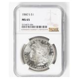 Coin 1880-S Morgan Silver Dollar NGC MS65