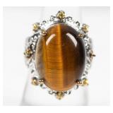 Jewelry Silver-Toned Tigerï¿½s Eye Ring