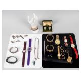 Jewelry Lot of Vintage Costume Jewelry & Watches