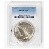 Coin 1923 Peace Silver Dollar PCGS MS63