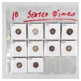 Coin 10 Seated Liberty Dimes in 2x2