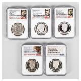 Coin (5) Kennedy Silver Half Dollars Proof NGC