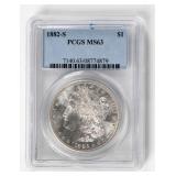 Coin 1882-S Morgan Silver Dollar PCGS MS63