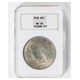 Coin 1923  Peace Silver Dollar NGC MS63