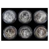 Coin (6) Historic .925 Sterling 7.8+ Ozt