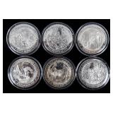 Coin (6) Historic .925 Sterling 7.8+ Ozt