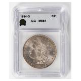 Coin 1884-O Morgan Silver Dollar ICG MS64