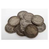Coin (10) Barber Half Dollars in  Good to VG