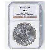 Coin 1996 American Silver Eagle NGC MS69