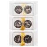Coin (6) Sterling Silver Wildlife Rounds 6.9 Ozt